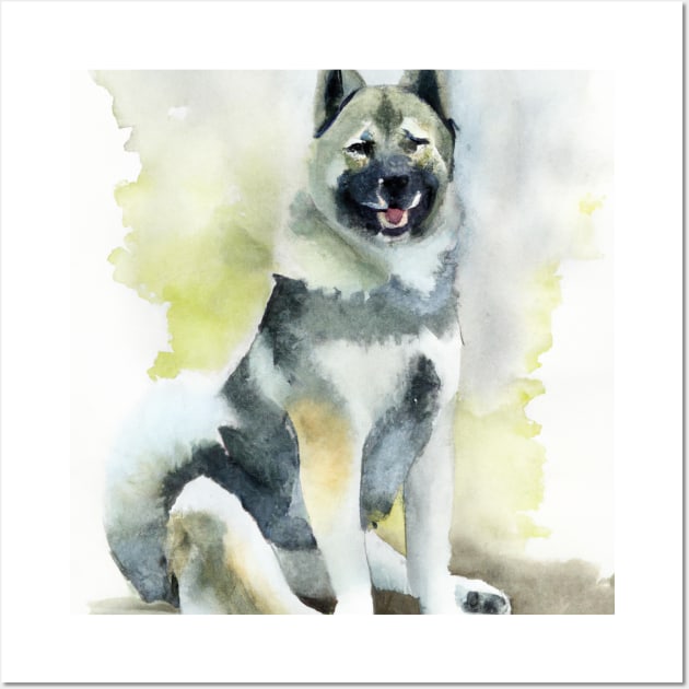 Norwegian Elkhound Watercolor - Dog Lover Gifts Wall Art by Edd Paint Something